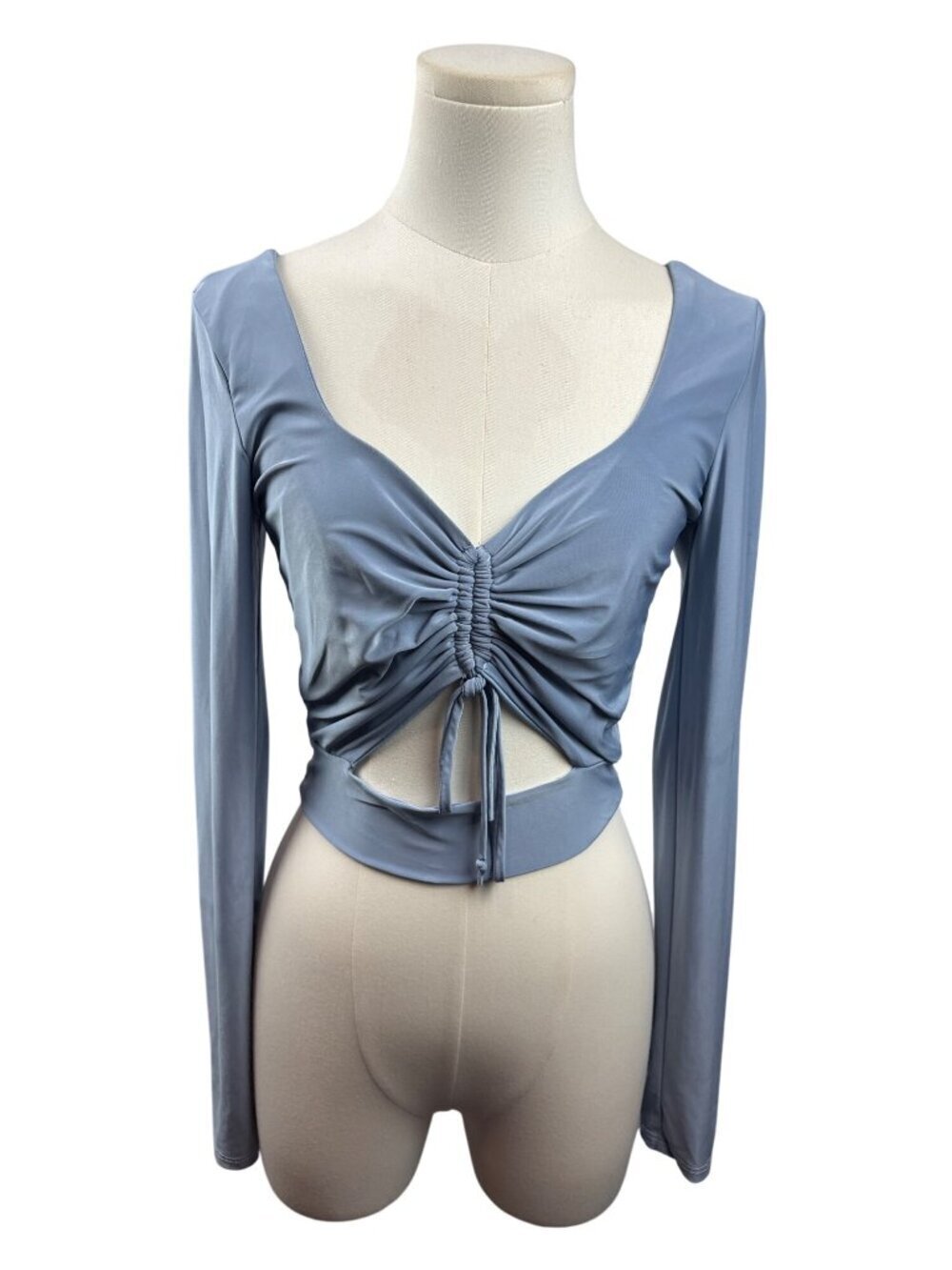 Womens Saints 21 Pale Blue Long Sleeve Cinchable Crop Top